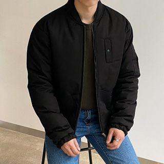 Banded-cuff Zip-up Bomber Jacket