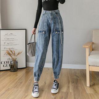 High-waist Cuff Jeans