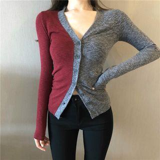 Color-block Slim-fit Top As Figure - One Size
