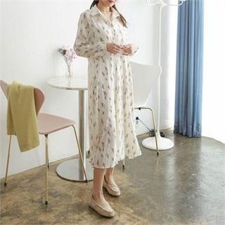 Half-placket Floral Print Shirtdress
