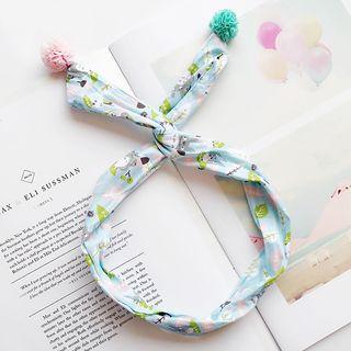 Pompom Printed Wired Headband