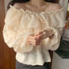 Off Shoulder Ruffled Lace Top Almond - One Size