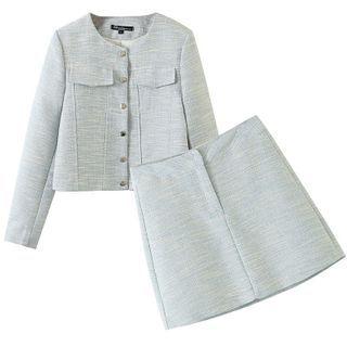 Single-breasted Jacket / Mini A-line Skirt / Set