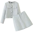 Single-breasted Jacket / Mini A-line Skirt / Set