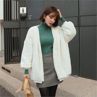Open-front Oversized Fur Cardigan