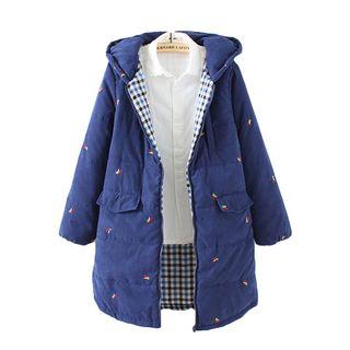 Embroidered Padded Hooded Coat