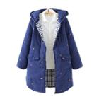 Embroidered Padded Hooded Coat