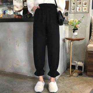 Plaid Wide Leg Cropped Pants Black - One Size