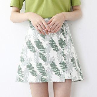 Leaves Print A-line Skirt