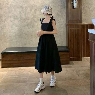 Sleeveless Square-neck A-line Midi Dress
