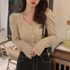Button Knit Top Almond - One Size