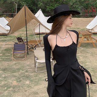 Spaghetti Strap Plain Dress / Shrug