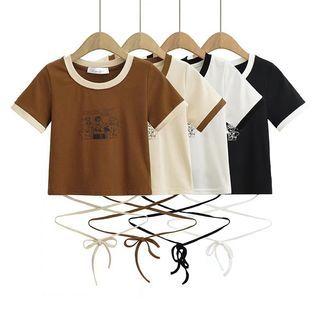 Print Tie-strap Cropped T-shirt