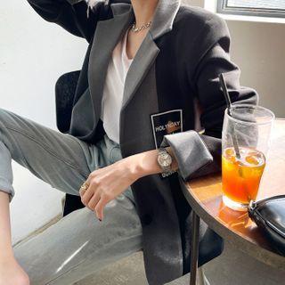 Letter-patched Two-tone Blazer