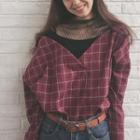 Loose-fit Mesh Check Blouse