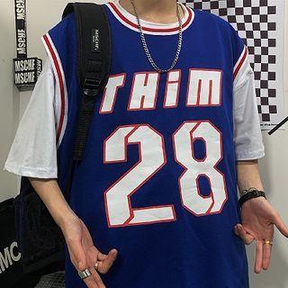 Contrast Trim Numbering Tank Top