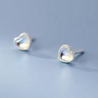 925 Sterling Silver Heart Stud Earring 1 Pair - Silver - One Size