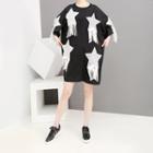 3/4-sleeve Sequin Star Shift Dress Black - One Size