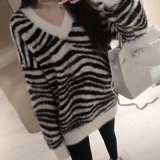 Zebra Sweater As Shown In Figure - One Size