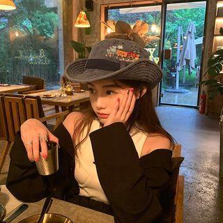 Embroidered Washed Denim Cap