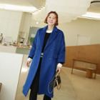 Double-breasted Woolen Vivid Coat Blue - One Size