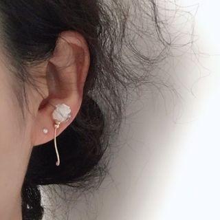 Faux Pearl Shell Rose Earring 1 Pair - 925silver - One Size