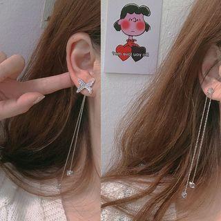 Alloy Butterfly Fringed Earring 1 Pair - Silver Steel - Silver - One Size