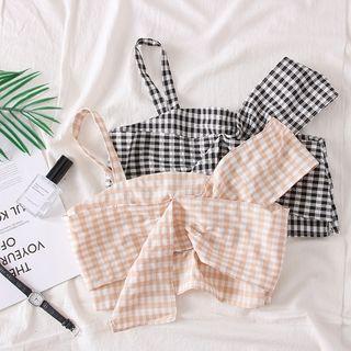 Details Checked Crop Top