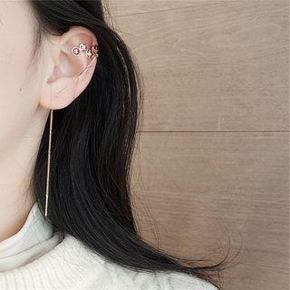 Chinese Characters Alloy Cuff Earring 1 Pc - Red - One Size