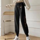 High-waist Letter Embroidered Crop Sweatpants