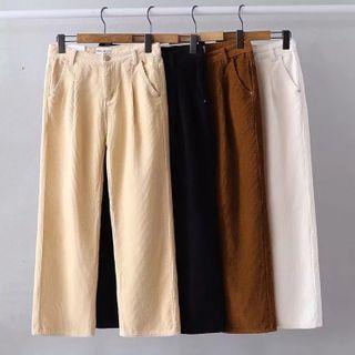 High-waist Straight-fit Corduroy Pants