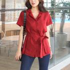 Notched-collar Shirt With Sash