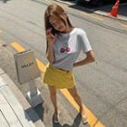 Heart Cherry-printed Cropped T-shirt