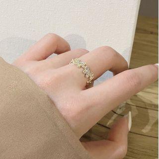 Rhinestone Ring 1pc - Gold - One Size