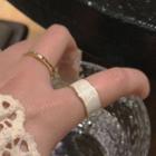 Set Of 2: Alloy / Glaze Ring (assorted Designs) Set Of 2 Pcs - White & Gold - One Size