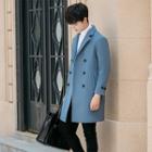 Plain / Pinstriped Notch-lapel Double-breasted Coat