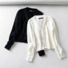 Faux Fur V-neck Cardigan