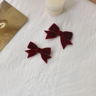 Set Of 2: Bow Velvet Hair Clip (various Designs)