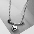 Bar Heart Necklace Silver - One Size