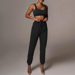 Set: Cropped Tank Top + Harem Pants