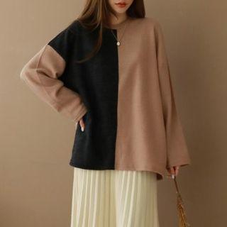 Side-pocket Oversize Two-tone T-shirt