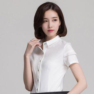 Short-sleeve Slim-fit Chiffon Shirt