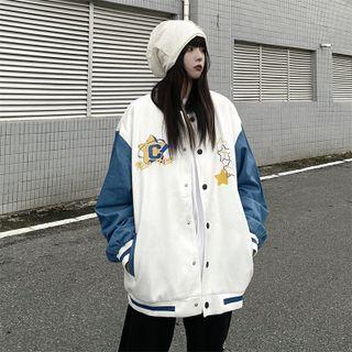 Star Print Baseball Jacket