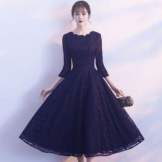 3/4-sleeve Lace Evening Gown / Prom Dress