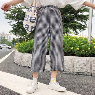 Crop Check Wide Leg Pants
