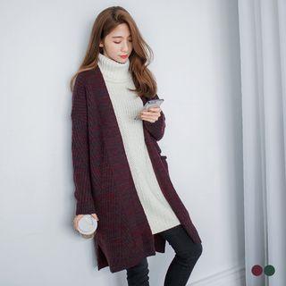 Marled Open-front Knit Cardigan