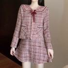 Tweed Zip Jacket / Mini A-line Skirt