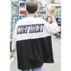 Lettering Two-tone Oversized T-shirt