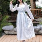 Embroidered Hanfu Camisole Top / Maxi A-line Skirt / Cover-up / Set