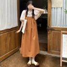 Puff Sleeve Blouse / Midi Overall Dress